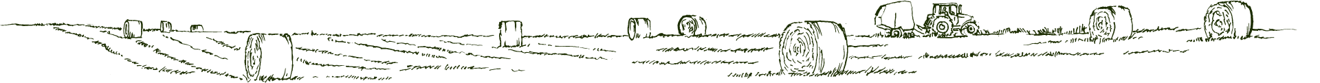Drawing of a hay field with bales