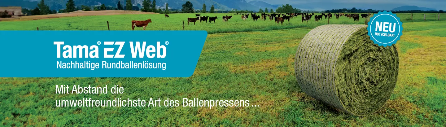 Bale wrapped with EZ Web in the field
